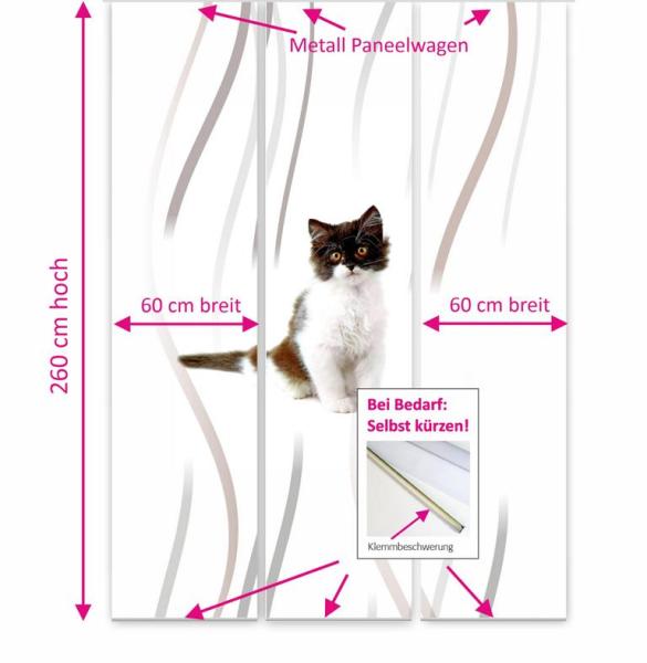 Felix Katzenbaby Flächenvorhang - 3teiliges Set Flächenvorhang 3er Set, Schiebegardine, Schiebegardinen, blickdicht, Flächenvorhang blickdicht, Schiebevorhang,